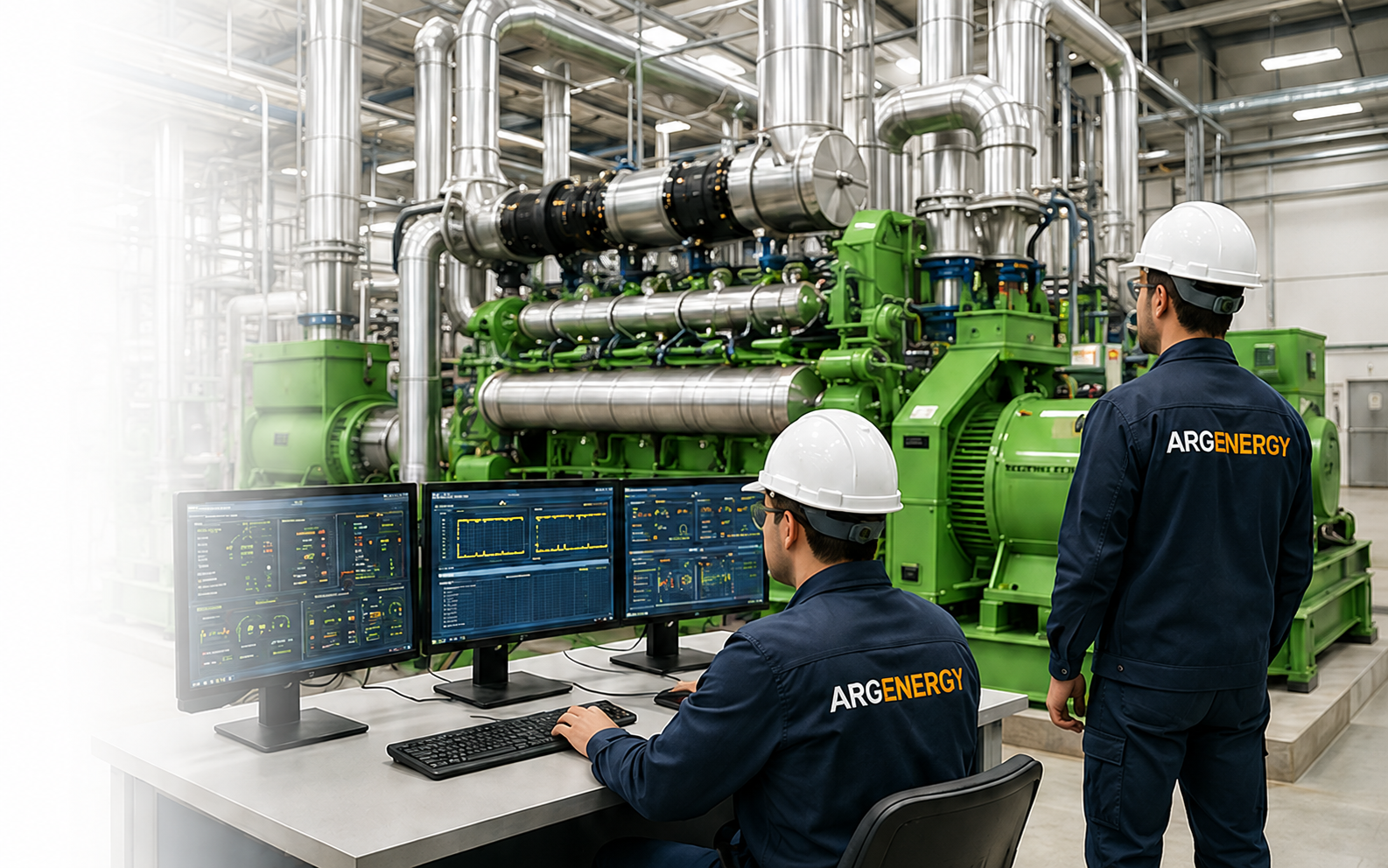 Instalación industrial con equipo de operación